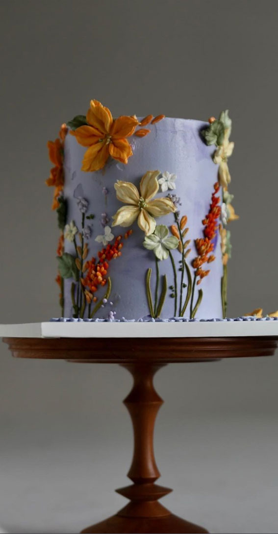 43 Cute Buttercream Flower Cake Ideas : Bright Colour Flower