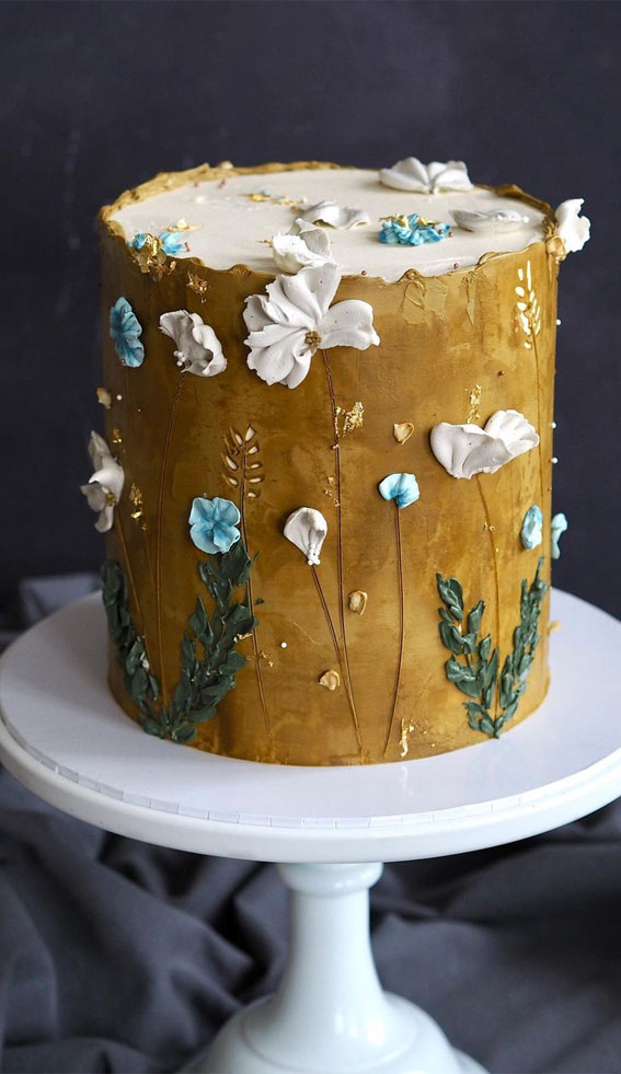 43 Cute Buttercream Flower Cake Ideas : Warm & Whimsical Yellow Meadow