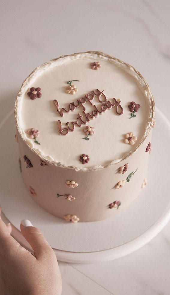 43 Cute Buttercream Flower Cake Ideas : Tiny Flower Birthday Cake