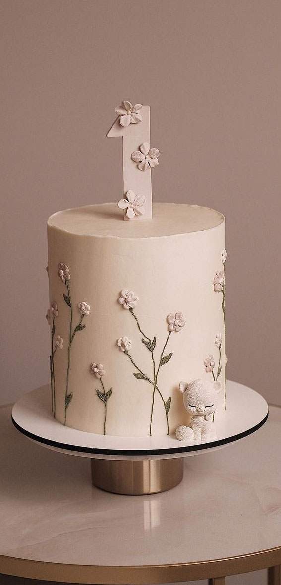 43 Cute Buttercream Flower Cake Ideas : Flower Cake for First Birthday