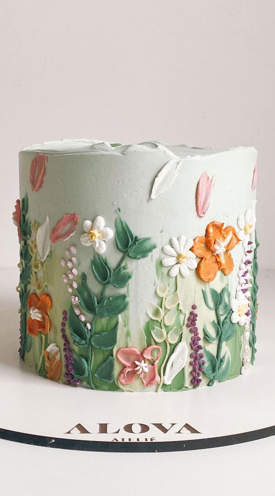 43 Cute Buttercream Flower Cake Ideas : Flower Meadow