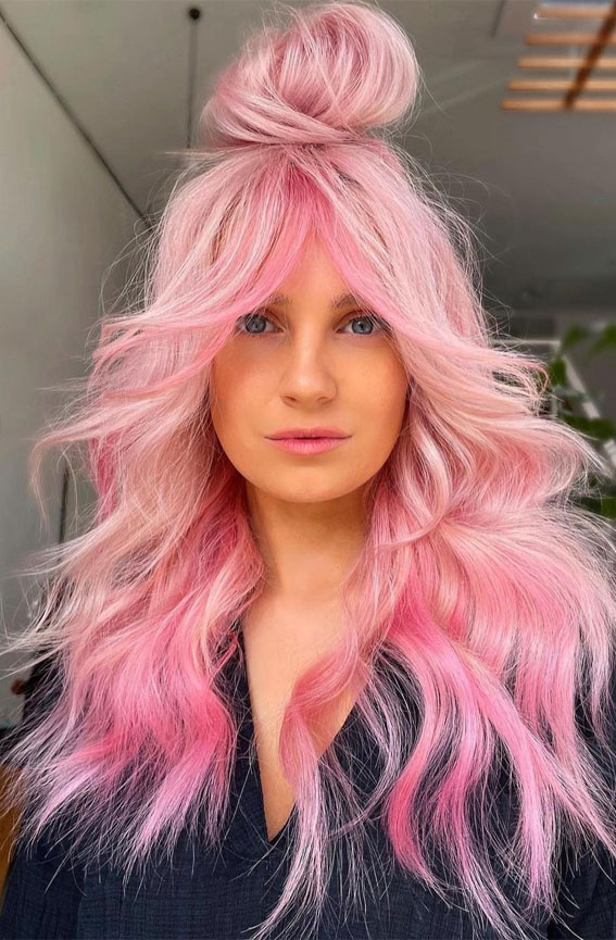 34 Pink Hair Colours That Gives Playful Vibe : Ombre Pink