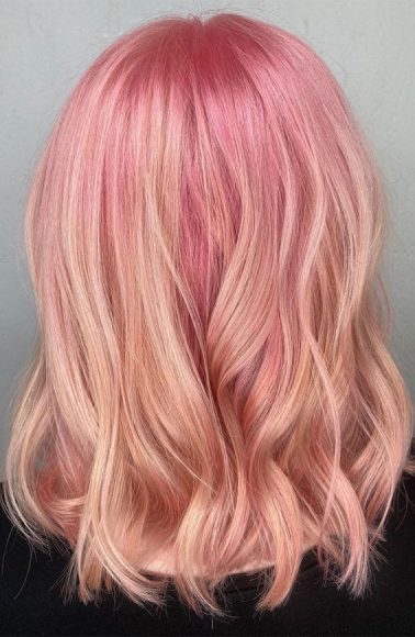 25 Peach Hair Colour Ideas Thatre Perfect For Summer Peach Hair With A Rosy Stretched Root 