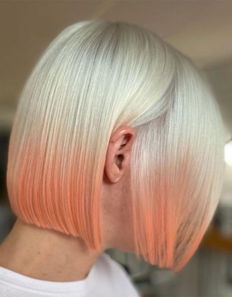 25 Peach Hair Colour Ideas Thatre Perfect For Summer Ombre Blonde Peach Bob 