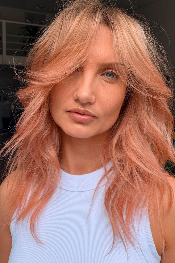 25 Peach Hair Colour Ideas That’re Perfect For Summer : Golden Peach Hair