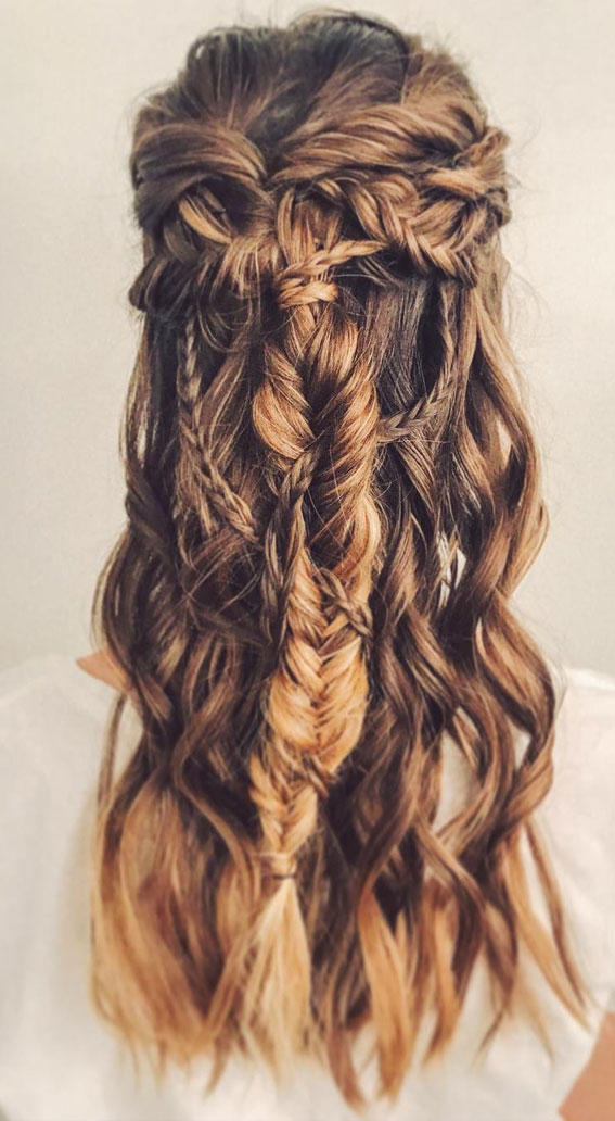 Cute Hairstyles That're Perfect For Warm Weather : Half Up Twisted To Braid  + Small Braids
