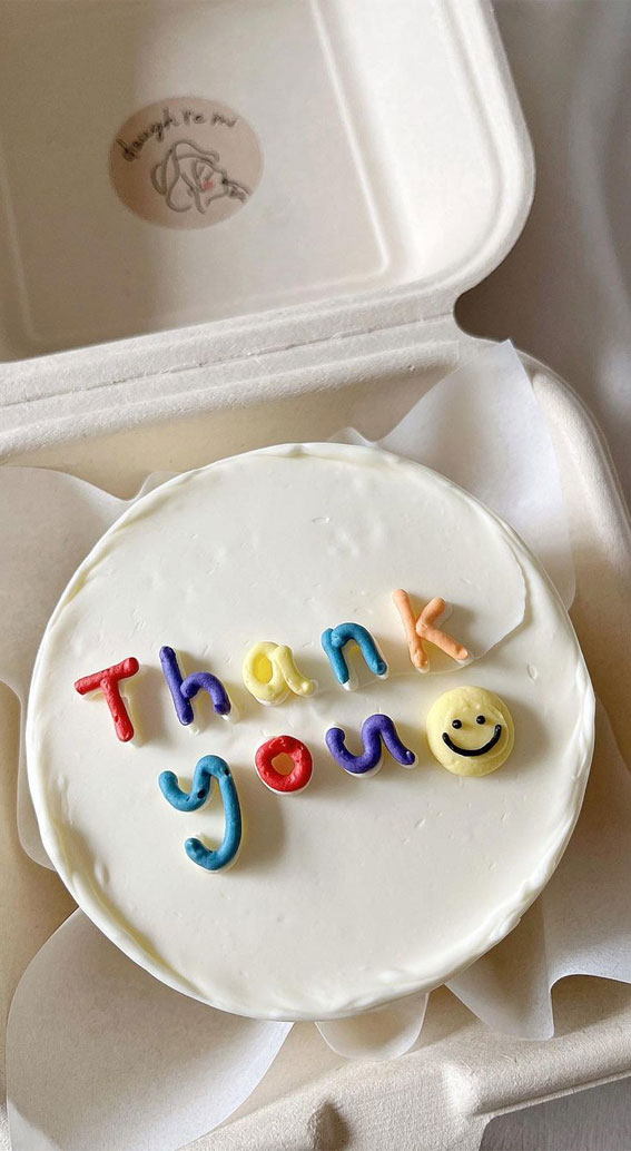 50+Cute Minimalist Buttercream Cakes : Thank You Cake