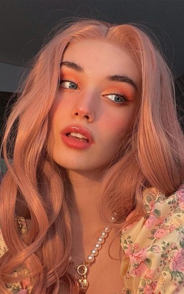 25 Peach Hair Colour Ideas Thatre Perfect For Summer Peach Coral Long Swirls 