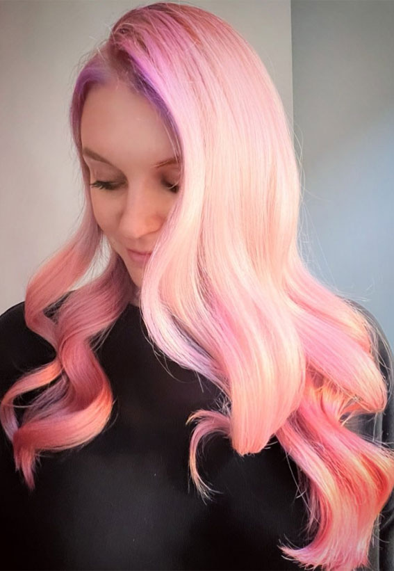 34 Pink Hair Colours That Gives Playful Vibe : Sugared-Almond Shades