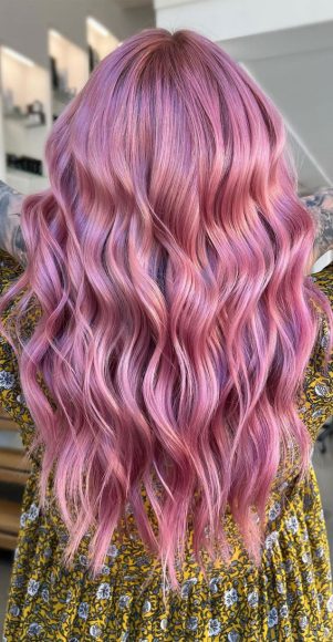 34 Pink Hair Colours That Gives Playful Vibe : Dusty Pink Swirls