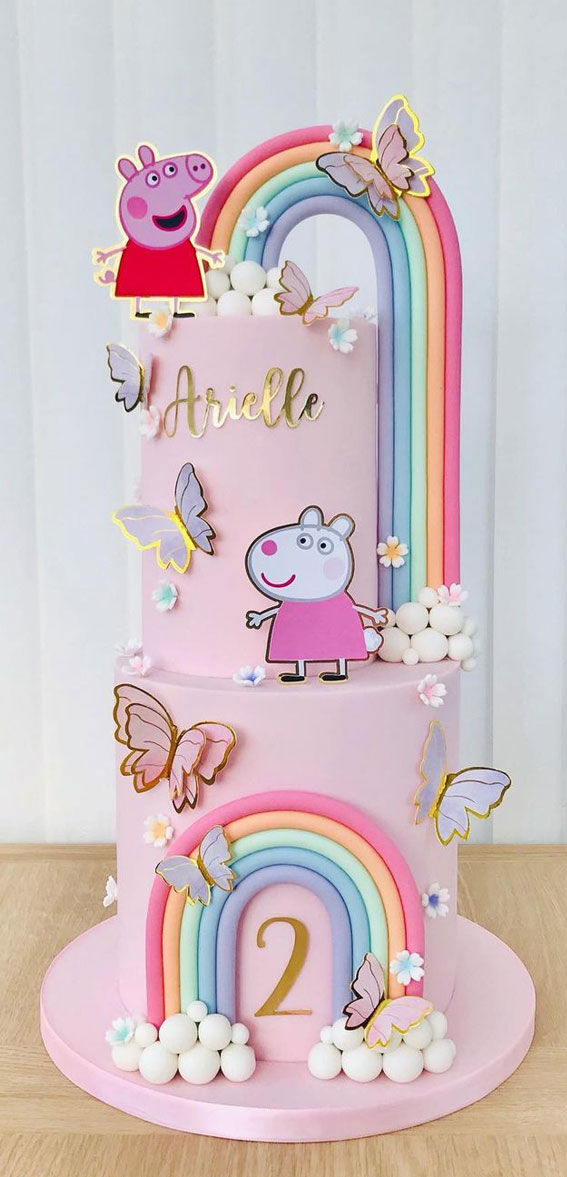 Cute Rainbow Cake Ideas For You Colourful Dessert : Peppa Pig Rainbow Cake