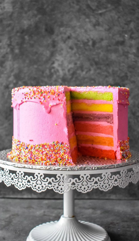 Cute Rainbow Cake Ideas For You Colourful Dessert : Pink Cake