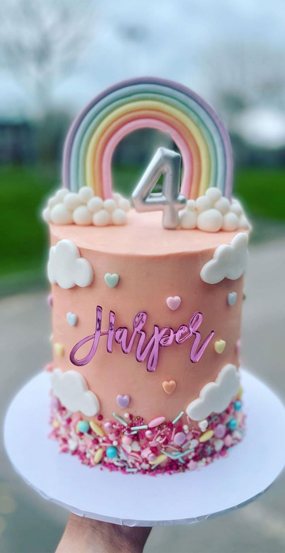 Happy birthday rainbow cake theme