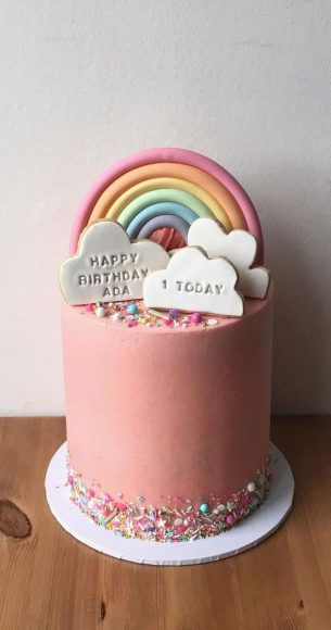 Cute Rainbow Cake Ideas For You Colourful Dessert : Cute First Birthday 