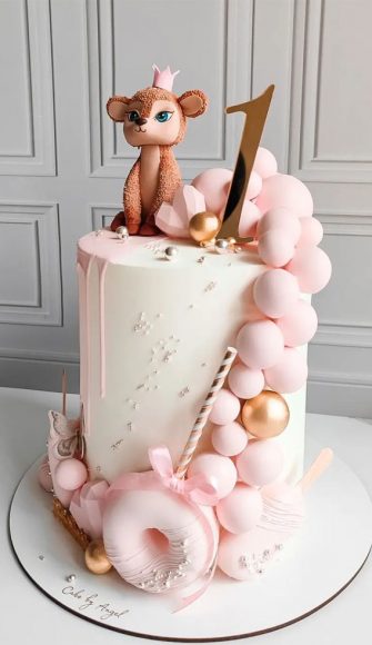 A Cake to Celebrate your Little One : Light Pink Cascading Balls