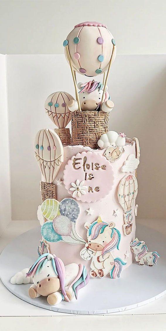 A Cake to Celebrate your Little One : Unicorn in Hot Air Balloon