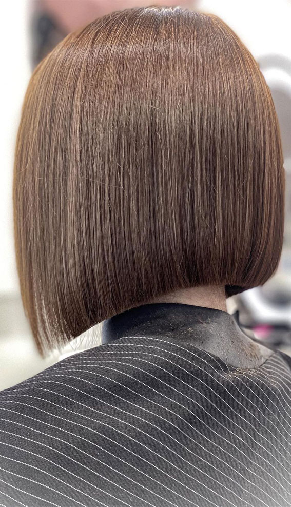 40 Timeless Charm of the Bob Haircuts & Hairstyles : Brown Hair Sharp Bob