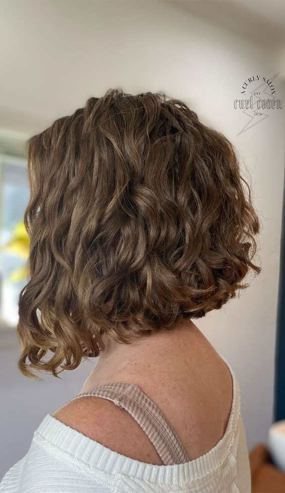 Naturally Wavy Angled Bob   Curly Haircut 18 