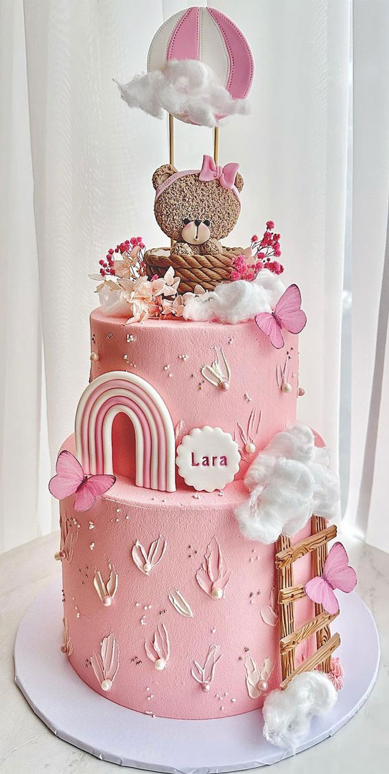 A Cake to Celebrate your Little One : Two Tier Pink Baby Cake