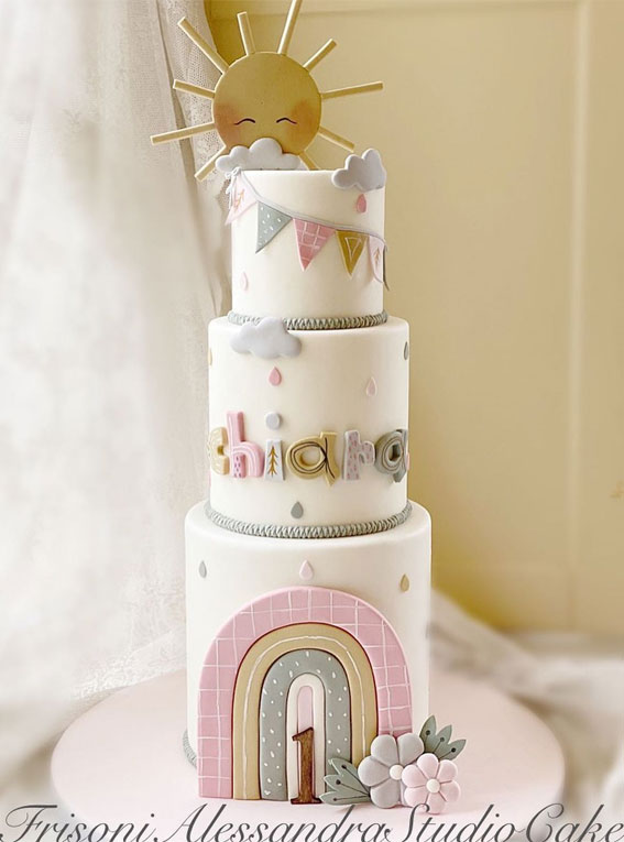 A Cake to Celebrate your Little One : Pastel Rainbow Three-Tiered  Cake