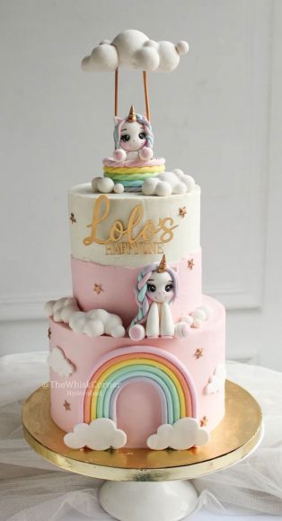 A Cake to Celebrate your Little One : Unicorns in cloudy land