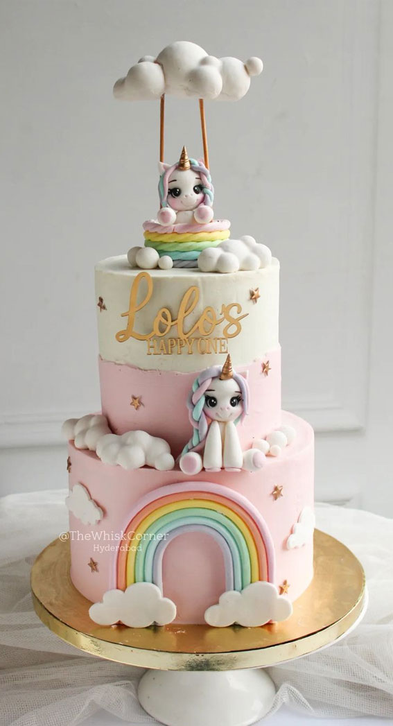 A Cake to Celebrate your Little One : Unicorns in cloudy land