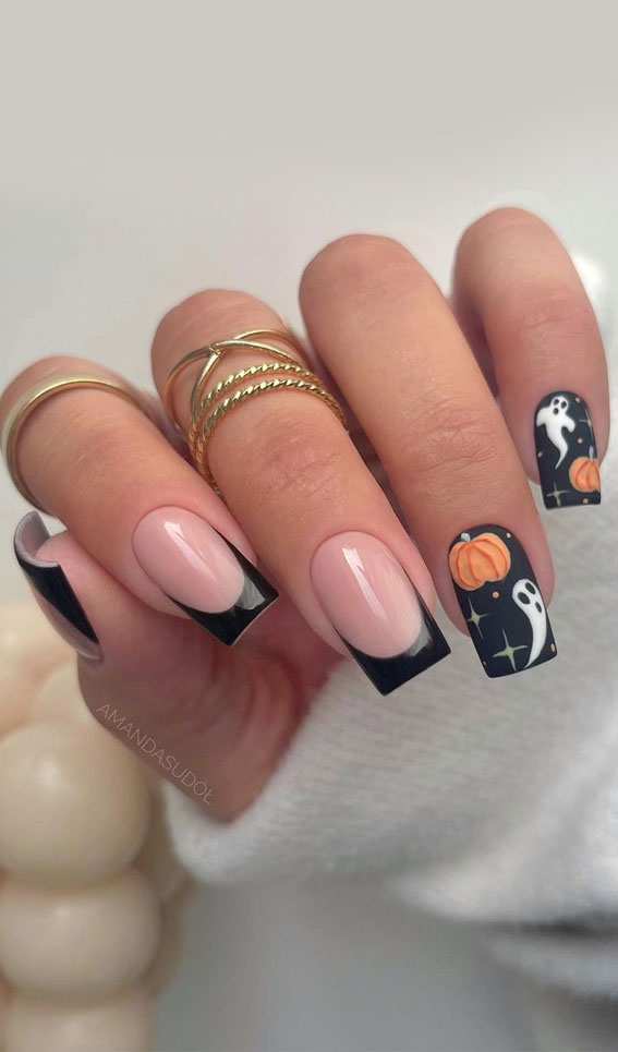 30 Spooktacular Halloween Nail Designs : Ghost, Pumpkin & Black Tip Nails