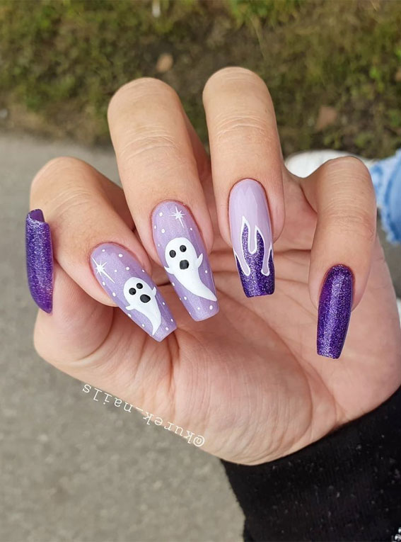 30 Spooktacular Halloween Nail Designs Shades of Purple Spooky Nails