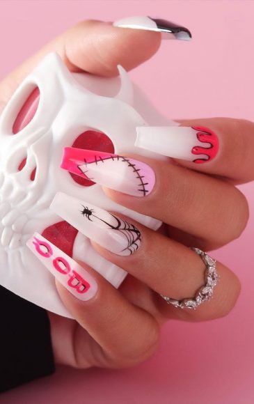 30 Spooktacular Halloween Nail Designs : Transparent Milky Nails