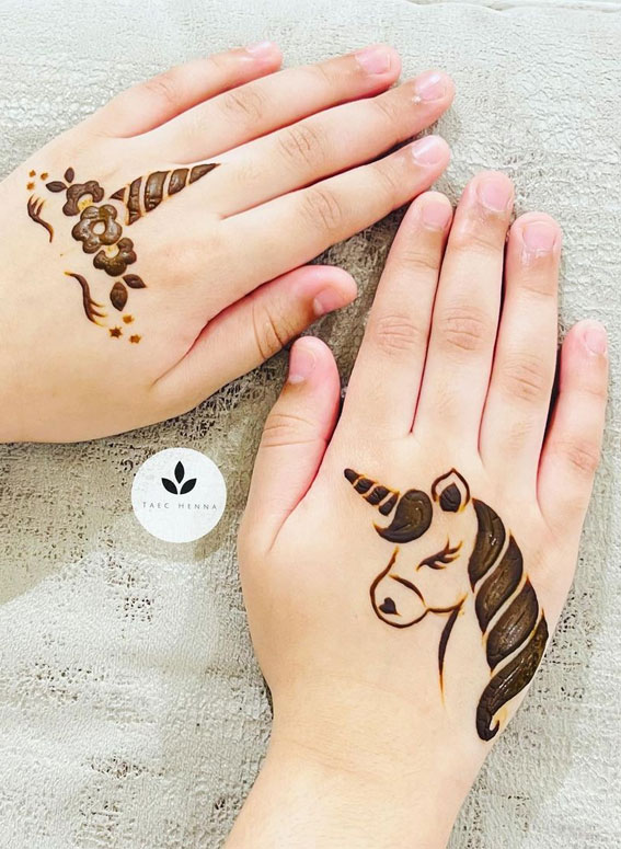 35 Beautiful Henna Design Ideas : Unicorn Henna
