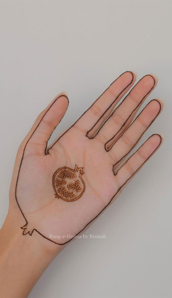 35 Beautiful Henna Design Ideas : Simple Pomegranate Henna