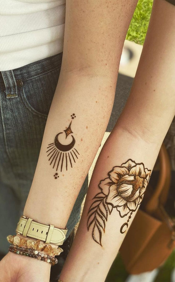 22 Henna Designs Inspired by the Night Sky : Bestie Henna Designs on Arms