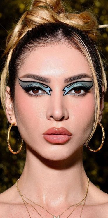 Bold And Bright Summer Makeup Vibrant And Daring Blue Grey And Black Graphic Lines