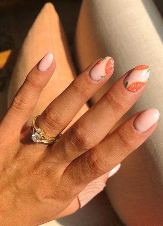 Refreshing Nail Art Inspired by Zesty Summertime Citrus Fruit : A Touch of Grapefruit
