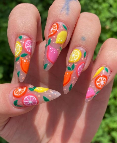 Refreshing Nail Art Inspired By Zesty Summertime Citrus Fruit Pick N