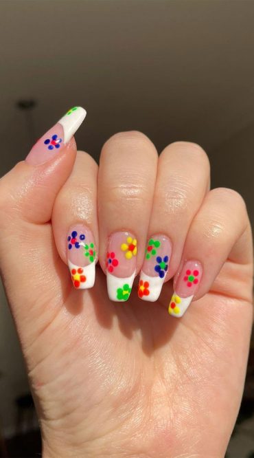 Dive Into Summer With Vibrant Nail Art Designs Bright Floral White Tips