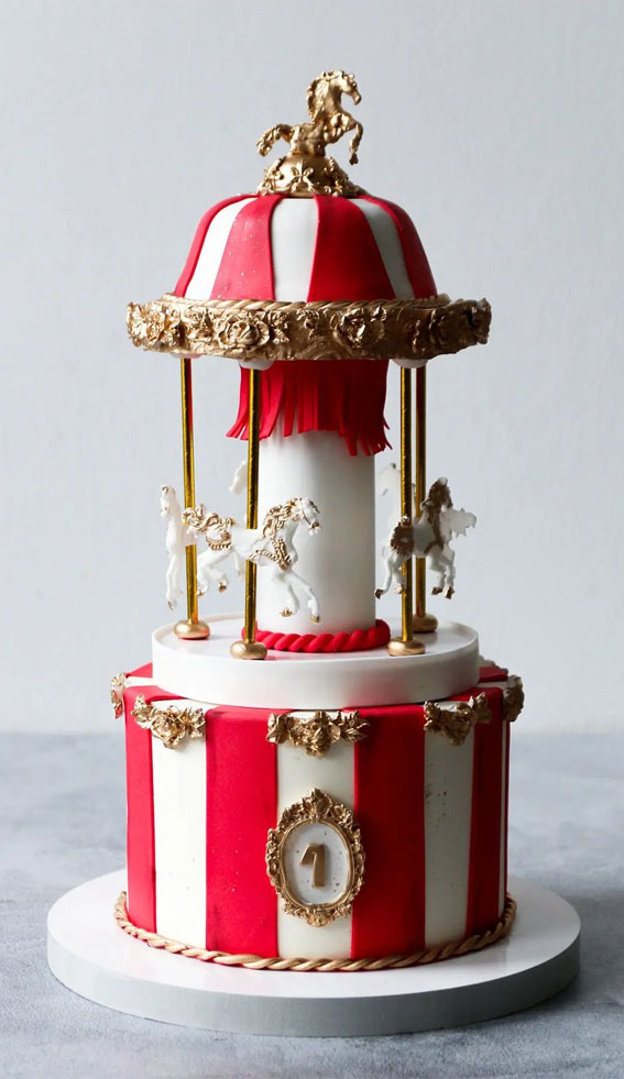 Girls 1st birthday Carousel cake - Decorated Cake by Dee - CakesDecor