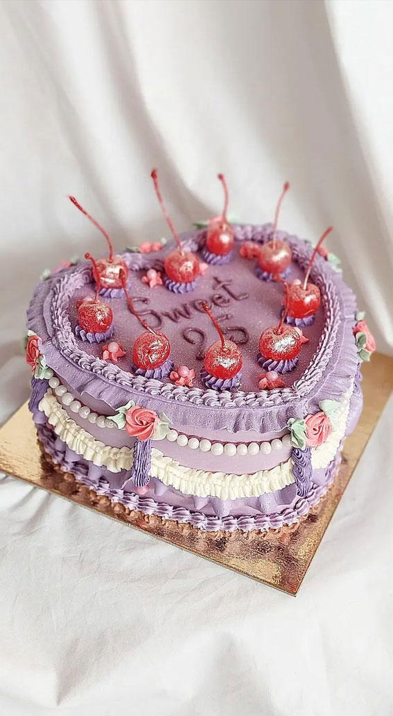 50 Layers of Happiness Birthday Cakes that Delight : Sweet 25th Birthday Vintage Style Cake