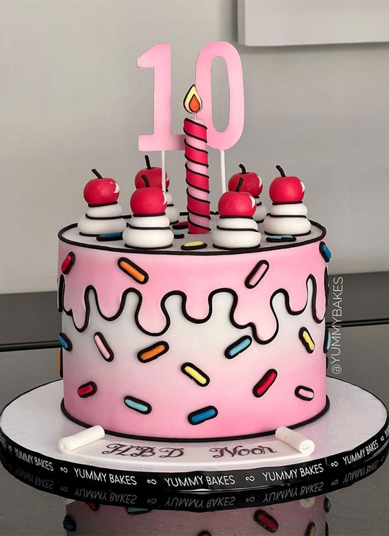 55+ Cute Cake Ideas For Your Next Party : Two-Toned Cake for 10th Birthday