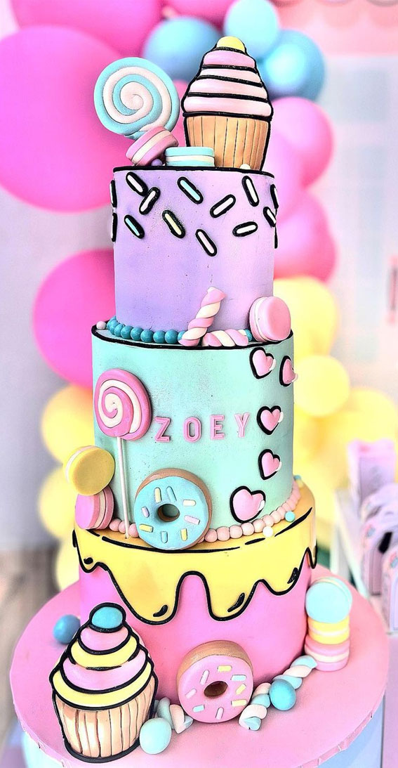 Candyland Cake | Candy birthday cakes, Candyland cake, Fondant cake designs