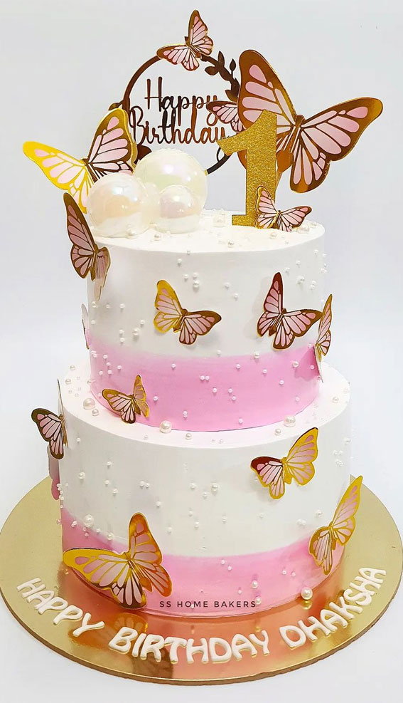 50 Layers of Happiness Birthday Cakes that Delight : First Birthday Butterfly Theme Cake