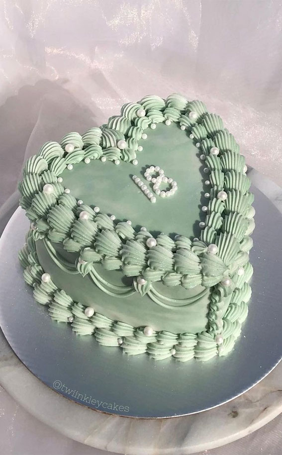 50 Birthday Cake Ideas to Mark Another Year of Joy : Soft Green Buttercream Cake for 18th Birthday