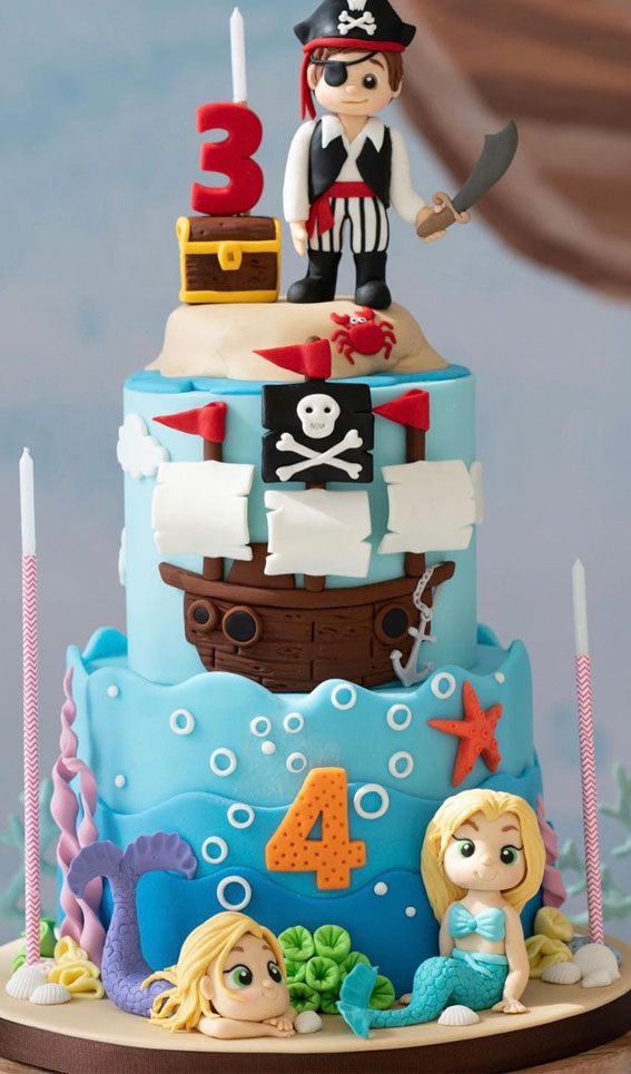 50 Birthday Cake Ideas to Mark Another Year of Joy : Pirates and mermaids cake