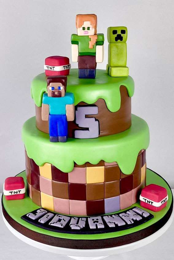 Green Minecraft Cake | Minecraft Theme Cake | Gamer Birthday Cake For Kids  – Liliyum Patisserie & Cafe