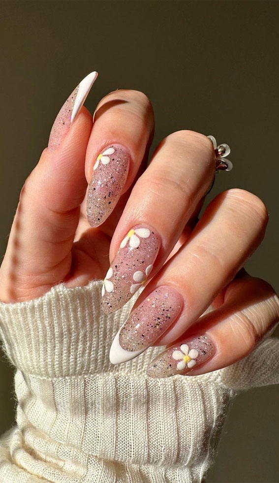 Bloom into Summer with Gorgeous Floral Nail Designs : Encapsulated Flower  Tip Nails
