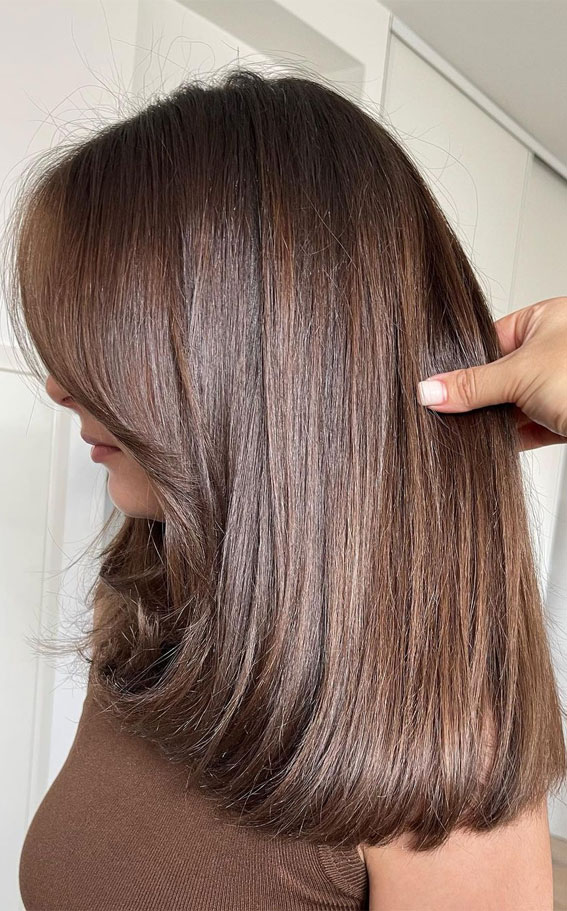 50 Exciting Hair Colour Ideas & Hairstyles for Brunettes : Natural Chocolate Milk Layers