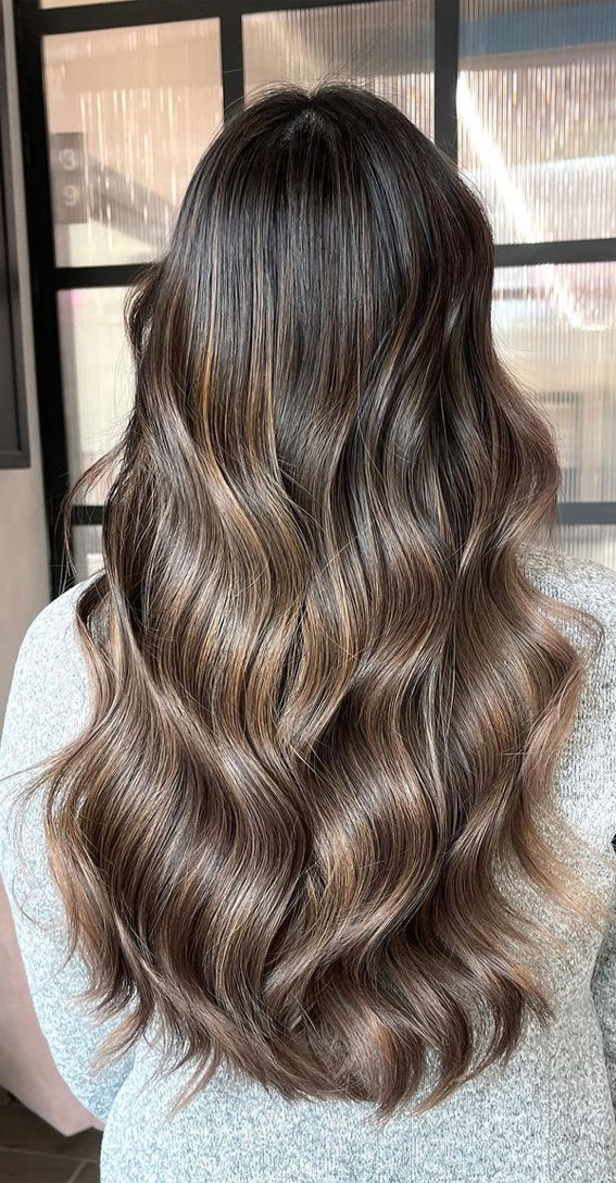 50 Exciting Hair Colour Ideas & Hairstyles for Brunettes : Airtouch Mixed Babylights