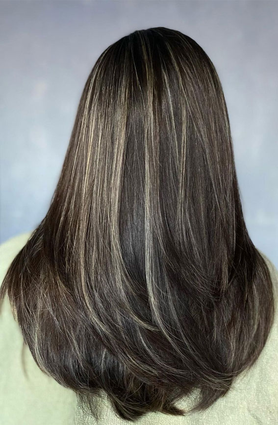 50 Inspiring Hair Colour Ideas for All Ages : Rich Brunette Balayage with Sunkissed