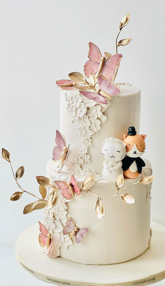 40 Eternal Elegance Wedding Cake Ideas : Cat Lovers Wedding Cake