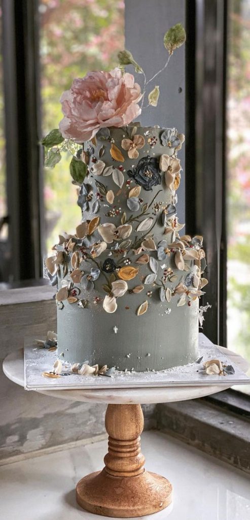 40 Eternal Elegance Wedding Cake Ideas Blue Grey Buttercream Cake 7211